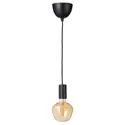 IKEA SUNNEBY СУННЕБЮ / MOLNART МОЛНАРТ, подвесной светильник с лампочкой, Черная форма колокола / коричневое прозрачное стекло 794.912.03 фото thumb №1