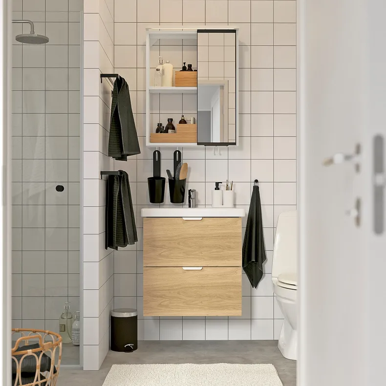 IKEA ENHET ЭНХЕТ, ванная, белый / имит. дуб, 64x43x65 см 595.473.81 фото №2