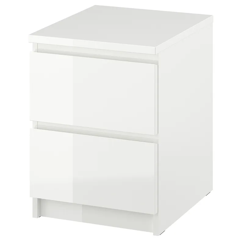 IKEA MALM МАЛЬМ, комод із 2 шухлядами, білий глянець, 40x55 см 503.365.52 фото №1