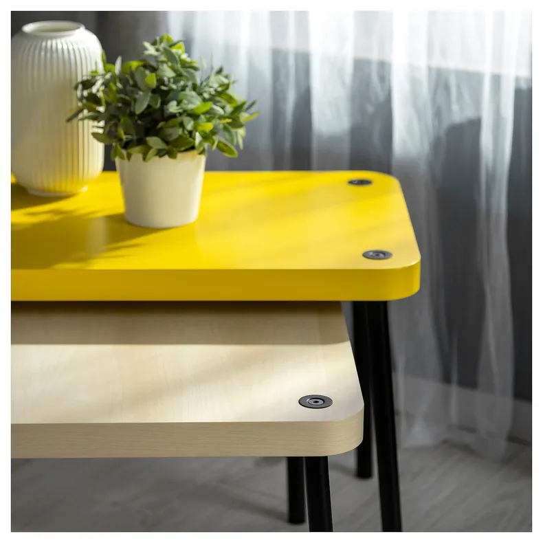 IKEA SONHULT СОНХУЛЬТ, комплект столов, 2 шт, желтый/имит. береза 505.785.55 фото №7
