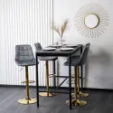 Барный стул бархатный MEBEL ELITE ARCOS Velvet, серый / золотой фото thumb №6
