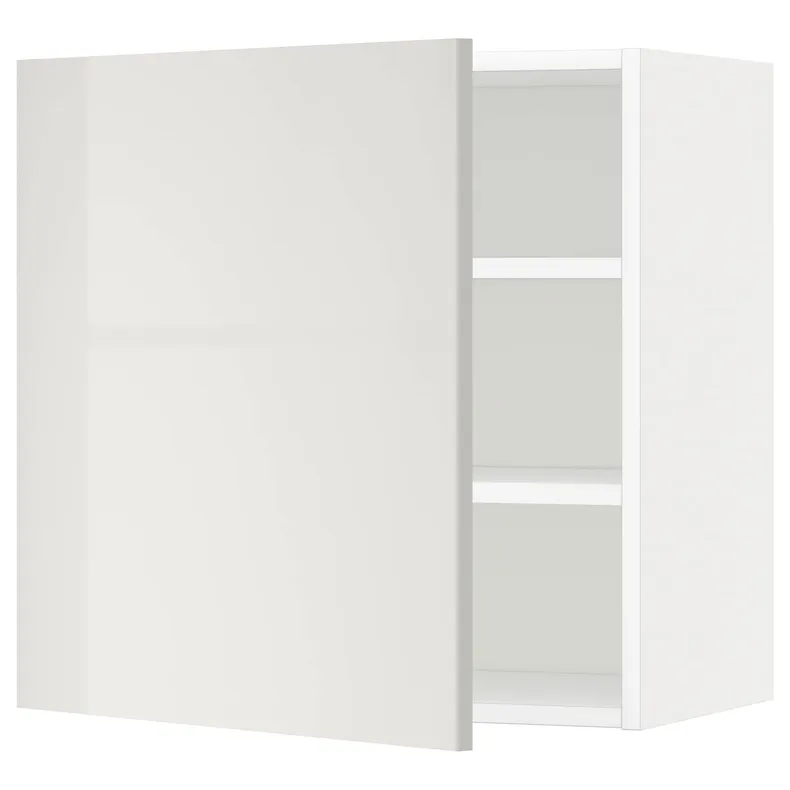 IKEA METOD МЕТОД, шафа навісна із полицями, білий / Ringhult світло-сірий, 60x60 см 294.619.20 фото №1