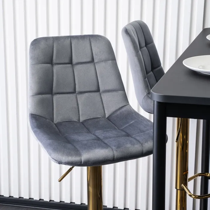 Барный стул бархатный MEBEL ELITE ARCOS Velvet, серый / золотой фото №5