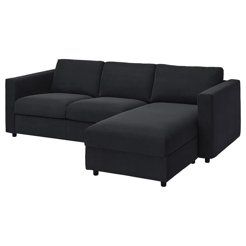 IKEA VIMLE ВІМЛЕ, 3-місний диван із кушеткою, САКСЕМАРА чорно-синій 093.991.42 фото №1