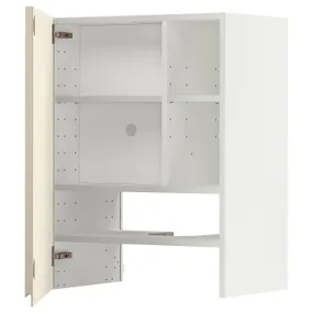 IKEA METOD МЕТОД, настінн шаф д / витяжки з полиц / дверц, білий / Voxtorp високий глянець світло-бежевий, 60x80 см 695.044.80 фото