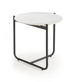Журнальний стіл круглий HALMAR ACUNA S 50 см зі стільницею з білого мармуру фото