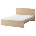 IKEA MALM МАЛЬМ, каркас ліжка з матрацом, білений дубовий шпон / ОБЮГДА жорсткий, 140x200 см 595.440.71 фото thumb №1