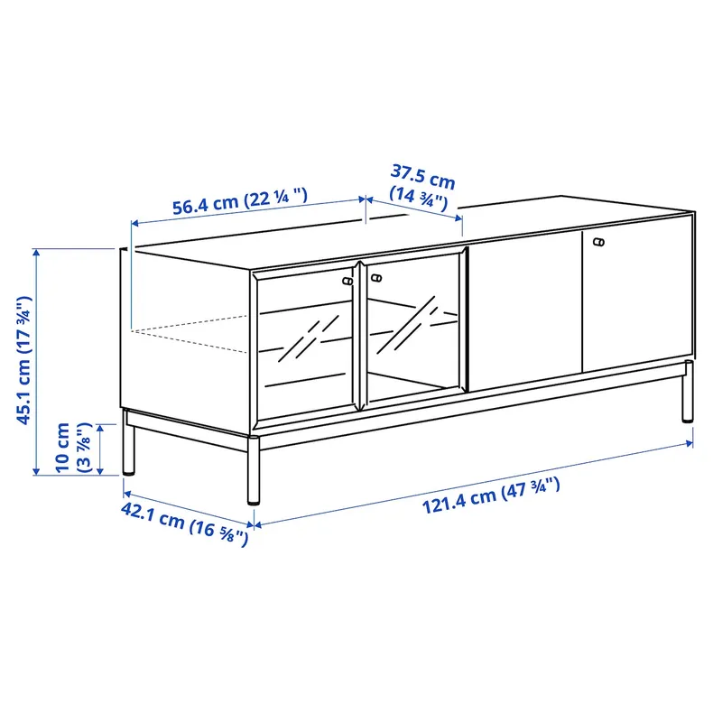 IKEA BOASTAD БУАСТАД, шкаф для ТВ, комбинация, чёрный / глазчатый дуб, 121x42 см 095.352.10 фото №2