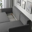IKEA BRISSUND БРИССУНД, 3-местный диван-кровать с козеткой, Хакебо темно-серый 605.808.69 фото thumb №6