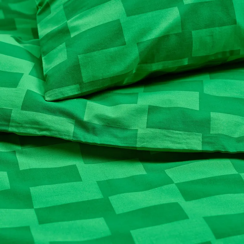 IKEA BLÅSKATA БЛОСКАТА, пододеяльник и наволочка, зелёный / узор, 150x200 / 50x60 см 105.694.97 фото №7