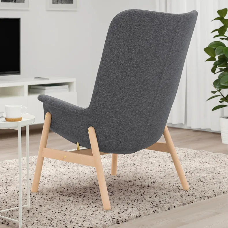 IKEA VEDBO ВЕДБУ, крісло із високою спинкою, Gunnared темно-сірий 805.522.24 фото №3