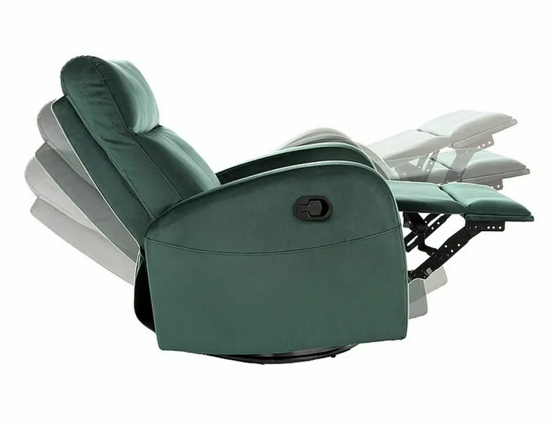 Кресло-реклайнер с функцией качания бархатное SIGNAL OLYMPUS Velvet, Bluvel 78 - зеленый фото №3