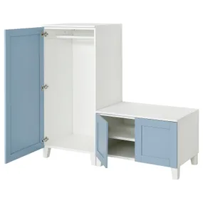 IKEA PLATSA, шафа для одягу з 3 дверима, білий/санідально-блакитний, 140x57x133 см 995.557.22 фото