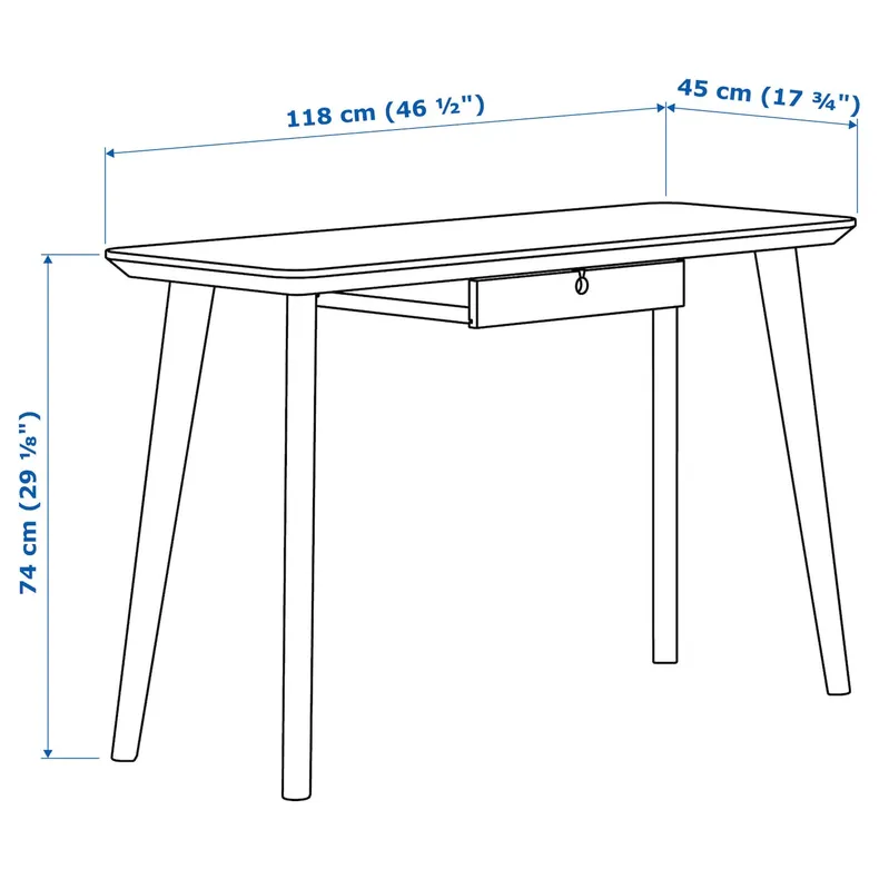 IKEA LISABO ЛИСАБО, письменный стол, ясеневый шпон, 118x45 см 302.990.70 фото №7