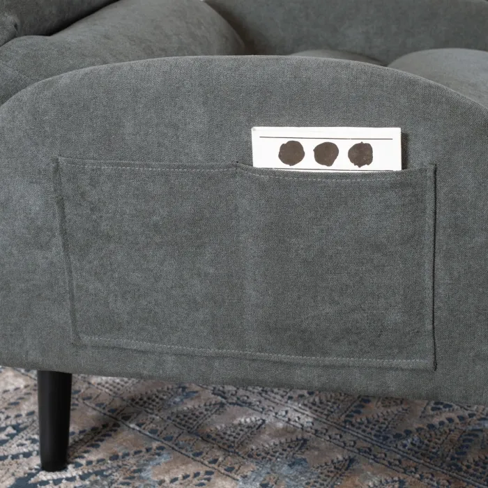 Крісло м'яке з підставкою для ніг MEBEL ELITE HENRY, тканина: сірий фото №5