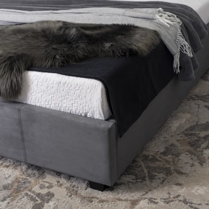 Кровать двуспальная бархатная 160x200 MEBEL ELITE MARI Velvet, серый фото №7
