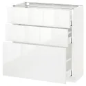 IKEA METOD МЕТОД / MAXIMERA МАКСИМЕРА, напольный шкаф с 3 ящиками, белый / Рингхульт белый, 80x37 см 390.522.05 фото thumb №1