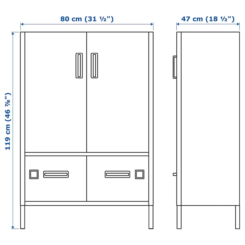 IKEA IDÅSEN ІДОСЕН, шафа з дверцятами й шухлядами, темно-зелений, 80x47x119 см 904.963.98 фото №11