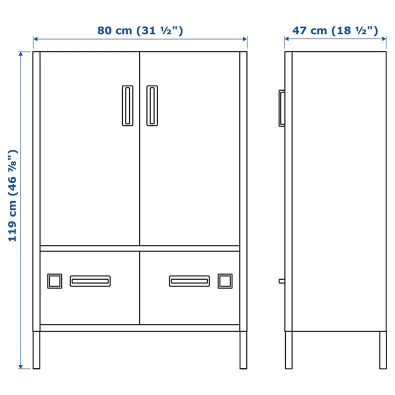 IKEA IDÅSEN ИДОСЕН, шкаф с дверцами и ящиками, тёмно-зелёный, 80x47x119 см 904.963.98 фото №11