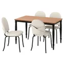 IKEA DANDERYD ДАНДЕРЮД / EBBALYCKE ЕББАЛЮККЕ, стіл+4 стільці, сосна чорна/ідекулла бежева, 130 см 595.680.81 фото thumb №1