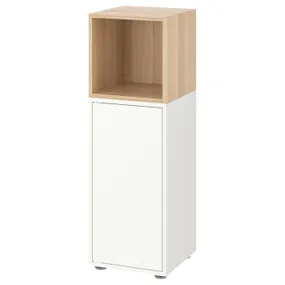 IKEA EKET ЭКЕТ, комбинация шкафов с ножками, белый / дуб, окрашенный в белый цвет, 35x35x107 см 392.901.26 фото
