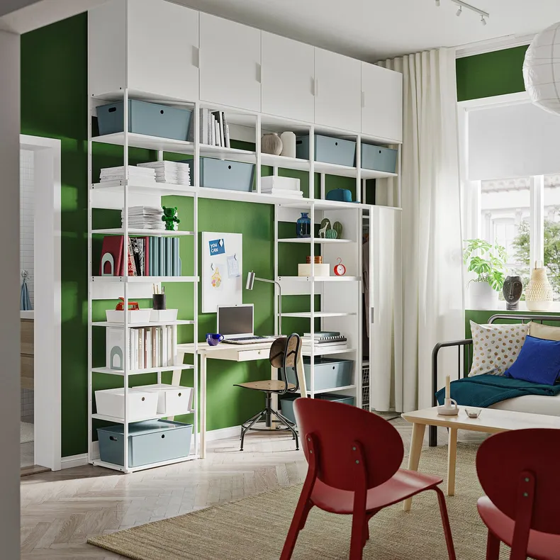 IKEA PLATSA ПЛАТСА, гардеробна шафа, 6 дверцят, біле дзеркальне скло STRAUMEN/FONNES біле, 300x42x301 см 494.369.20 фото №2