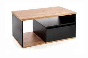 Журнальный столик деревянный HALMAR PANTERA 110x60 см, дуб вотан/черный фото