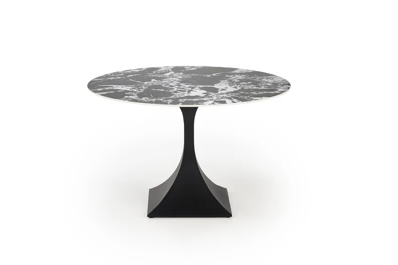 Круглий обідній стіл HALMAR MANUEL 120х120 см, стільниця - чорний мармур, ніжка - чорна фото №1