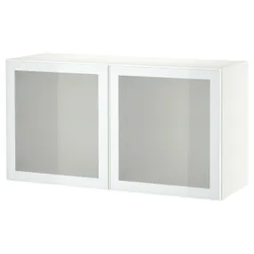 IKEA BESTÅ БЕСТО, комбинация настенных шкафов, белое стекловик / белое / светло-зеленое матовое стекло, 120x42x64 см 294.892.31 фото