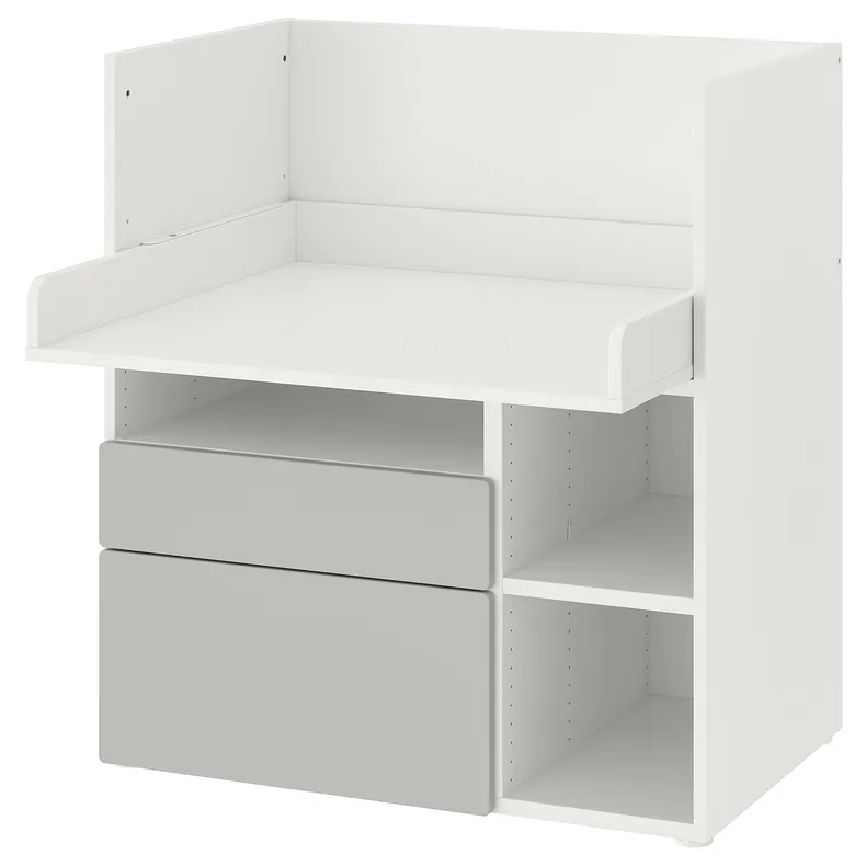 IKEA SMÅSTAD СМОСТАД, письмовий стіл, біло-сірий з 2 шухлядами, 90x79x100 см 193.922.58 фото №1