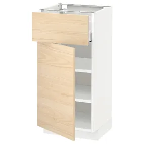 IKEA METOD МЕТОД / MAXIMERA МАКСИМЕРА, напольный шкаф с ящиком / дверцей, белый / аскерсундский узор светлый ясень, 40x37 см 894.563.84 фото