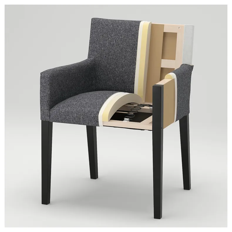 IKEA MÅRENÄS МОРЕНЭС, стул с подлокотником, черный / рыжевато-коричневый 595.143.90 фото №4