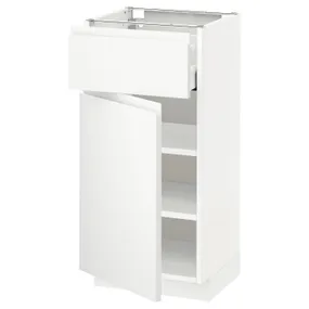 IKEA METOD МЕТОД / MAXIMERA МАКСИМЕРА, напольный шкаф с ящиком / дверцей, белый / Воксторп матовый белый, 40x37 см 694.551.87 фото