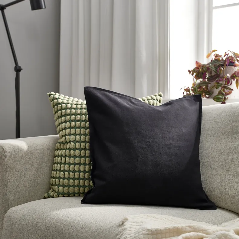 IKEA GURLI ГУРЛІ, чохол на подушку, чорний, 50x50 см 802.811.38 фото №2