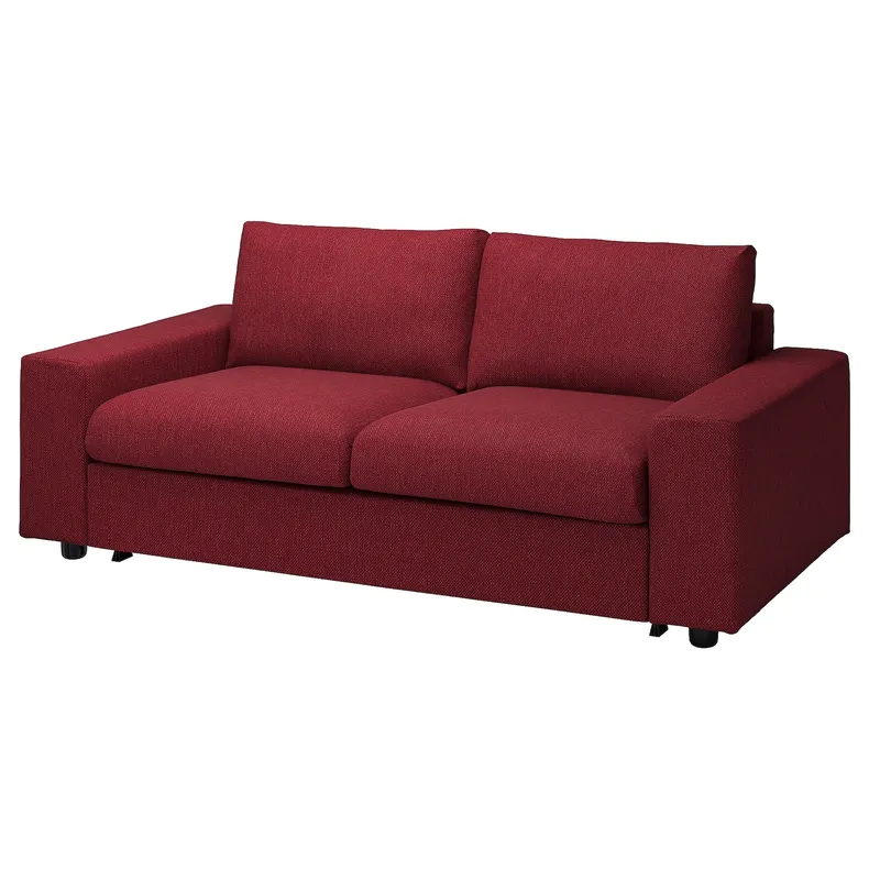 IKEA VIMLE ВИМЛЕ, 2-местный диван-кровать, с широкими подлокотниками/Lejde красный/коричневый 595.375.51 фото №2