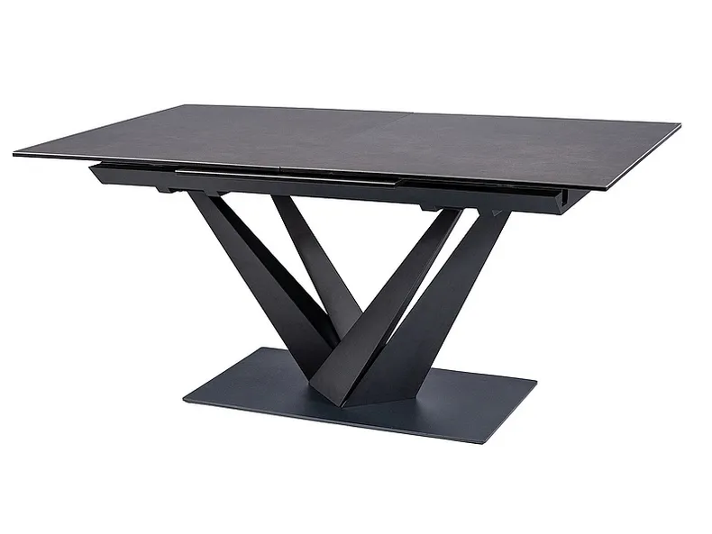Стол обеденный раскладной SIGNAL SORENTO CERAMIC, серый мрамор / черный матовый, 90x160 фото №4