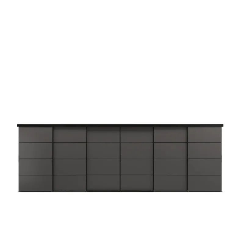 IKEA SKYTTA СКЮТТА / MEHAMN МЕХАМН, комбінація розсувних дверцят, чорний/2стр темно-сірий, 603x205 см 095.002.82 фото №1