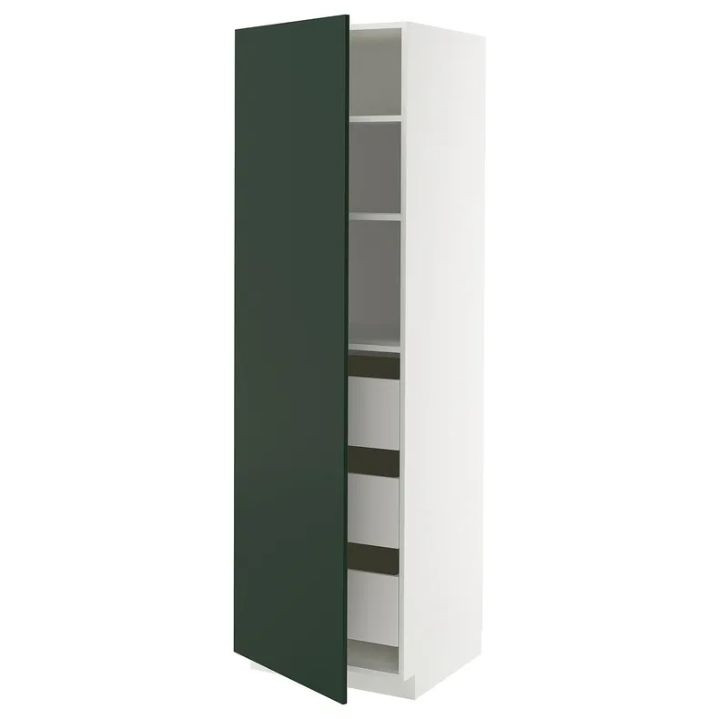 IKEA METOD МЕТОД / MAXIMERA МАКСИМЕРА, высокий шкаф с ящиками, белый/Гавсторп темно-зеленый, 60x60x200 см 695.570.15 фото №1