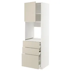 IKEA METOD МЕТОД / MAXIMERA МАКСИМЕРА, высокий шкаф д / духовки / дверь / 3ящика, белый / гавсторпский бежевый, 60x60x200 см 594.631.83 фото