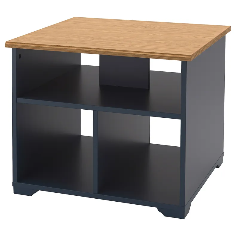 IKEA SKRUVBY СКРУВБИ, журнальный стол, черный и синий, 60x60 см 705.319.82 фото №1