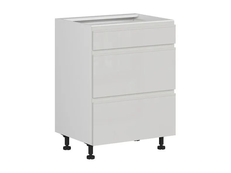 BRW Кухонный цокольный шкаф Sole 60 см с выдвижными ящиками светло-серый глянец, альпийский белый/светло-серый глянец FH_D3S_60/82_2SMB/SMB-BAL/XRAL7047 фото №2