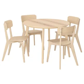 IKEA LISABO ЛІСАБО / LISABO ЛІСАБО, стіл+4 стільці, шпон з ясена / ясена, 105 см 695.548.56 фото
