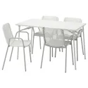 IKEA TORPARÖ ТОРПАРЕ, стіл+4 крісла з підлокітн, вуличний, білий/білий/сірий, 130 см 094.948.65 фото thumb №1