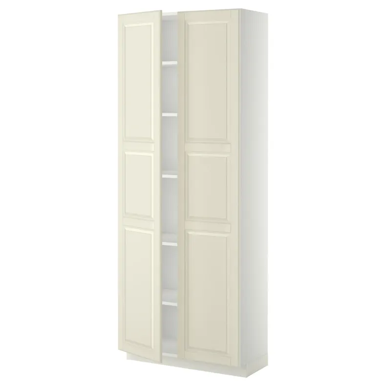 IKEA METOD МЕТОД, высокий шкаф с полками, белый / бодбинские сливки, 80x37x200 см 194.693.80 фото №1