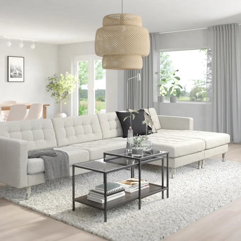 IKEA LANDSKRONA ЛАНДСКРУНА, 5-місний диван, з металевим шезлонгом Gunnared / бежевий 894.353.39 фото №2