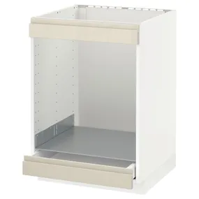 IKEA METOD МЕТОД / MAXIMERA МАКСІМЕРА, підлогова шафа для плити+дух з шухл, білий / Voxtorp високий глянець світло-бежевий, 60x60 см 491.667.15 фото