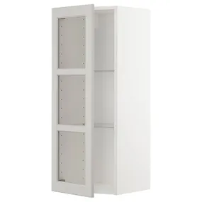 IKEA METOD МЕТОД, навесной шкаф / полки / стеклян дверца, белый / светло-серый, 40x100 см 094.701.38 фото