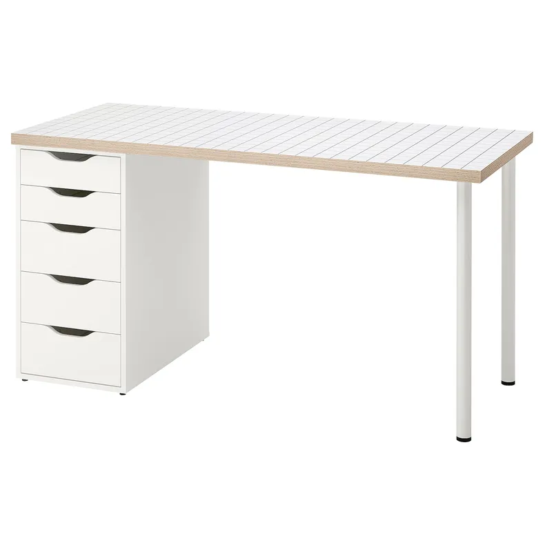 IKEA LAGKAPTEN ЛАГКАПТЕН / ALEX АЛЕКС, письменный стол, белый антрацит / белый, 140x60 см 795.084.30 фото №1