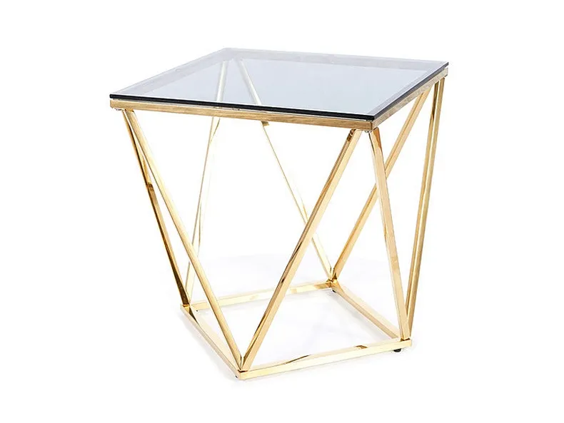 Журнальний столик скляний SIGNAL SILVER B, 50x50 см, димчасте скло / золото фото №2