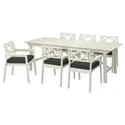 IKEA BONDHOLMEN БОНДХОЛЬМЕН, стіл+6 крісел із підлокіт/вуличний, білий/бежевий/ярпенський/дувхольменський антрацит 795.512.49 фото thumb №1